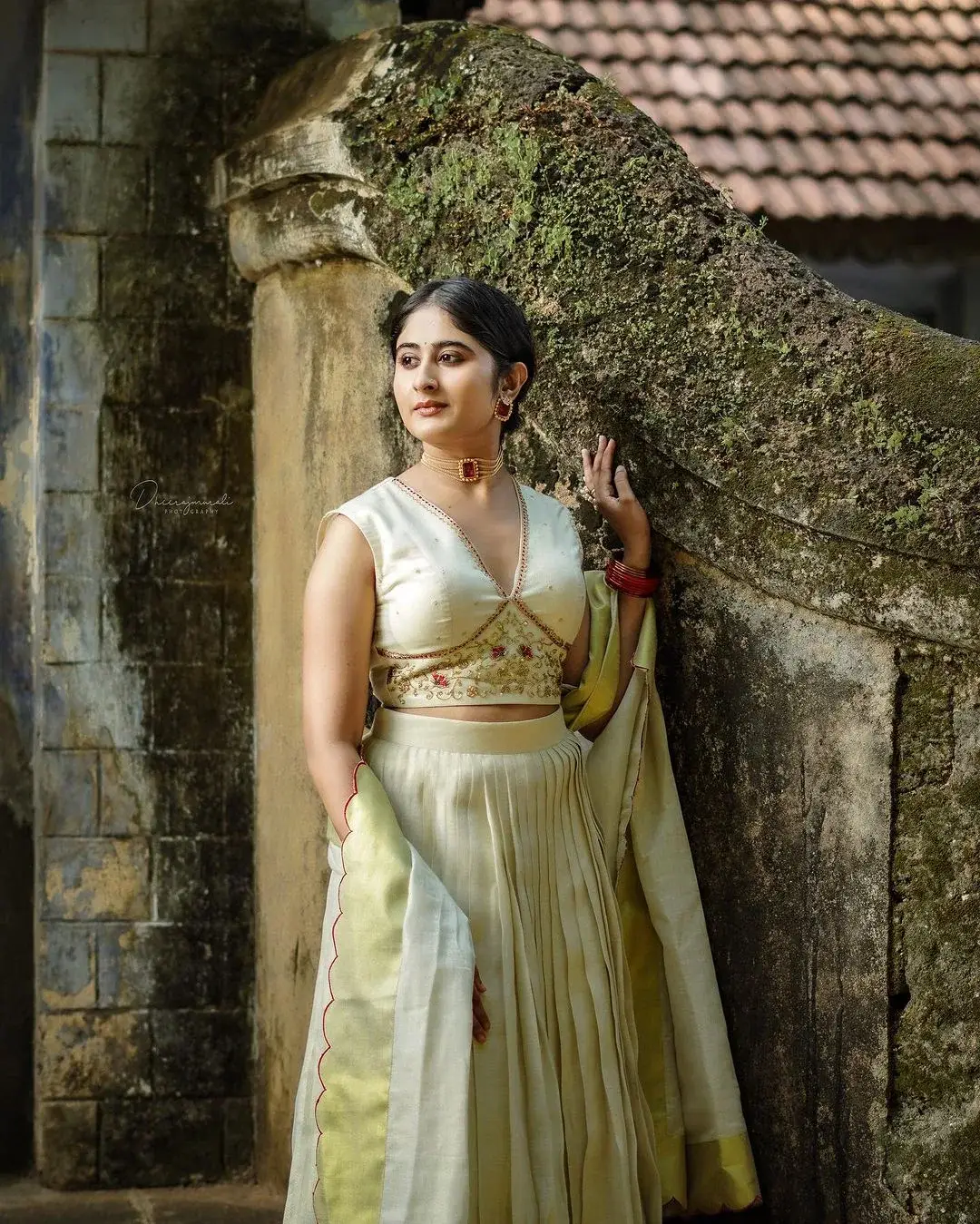 Zee Telugu TV Actress krishna Priya Nair in White lehenga Choli